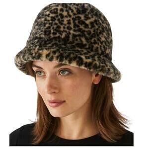 Betmar Vintage Faux Fur Leopard Print Bucket Hat, Fall, Winter, Lux Style, OS